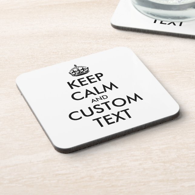 Custom keep calm square plastic beverage coaster (Left Side)