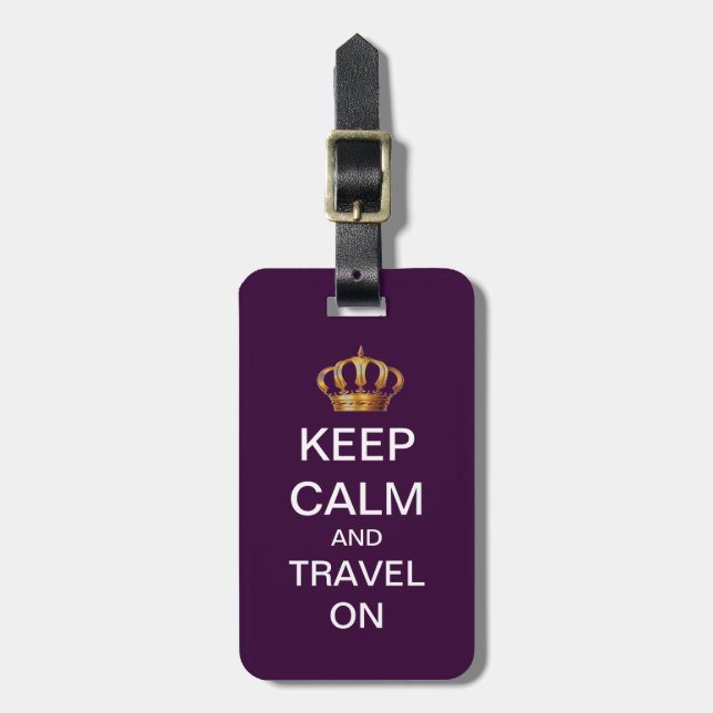 Custom Keep Calm Travel On Premium Luggage Tag (Front Vertical)