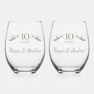 Custom Keepsake Couples Names Any Year Anniversary Stemless Wine Glass