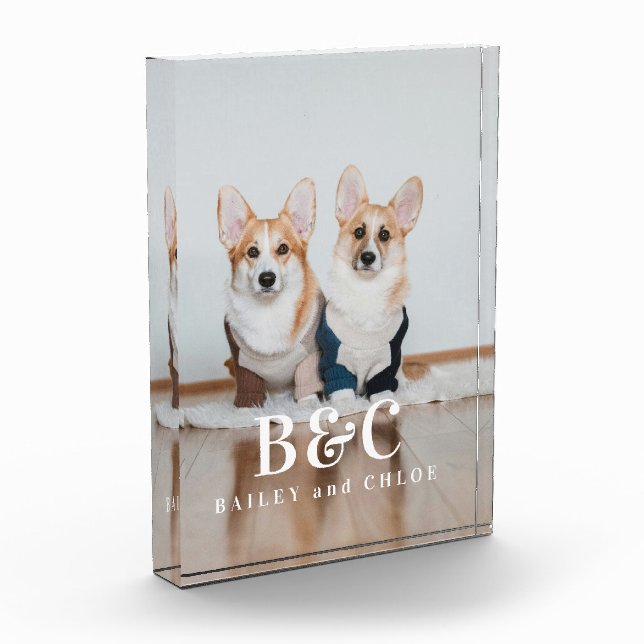 Custom Keepsake Pet Dog Photo with Names  (Left)