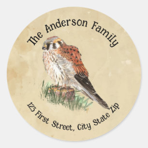 Custom Kestrel Falcon Sparrow Hawk Bird Nature Art Classic Round Sticker