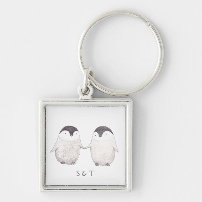 Custom Key Chain Personalised Penguins Key Chain (Front)