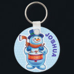 Custom Key Ring Christmas Snowman characters.<br><div class="desc">Custom Key Ring Christmas Snowman characters.
Custom Key Ring Christmas Snowman characters.
It’s so easy to change the name! A variety of snowman characters sledging,  skiing and skating. Look out for the matching set with musician snow characters drumming and fiddling too. Available on other gifts and products.</div>