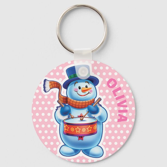 Custom Key Ring Christmas Snowman characters. (Front)