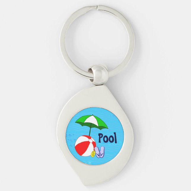 Custom Keychain with Beach Ball and Pool Umbrella (Front)