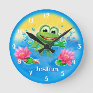 Custom Kid’s clock Leaping frog design.