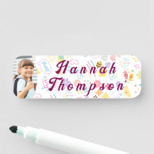 Custom Kid’s Name Colorful Tag with Photo