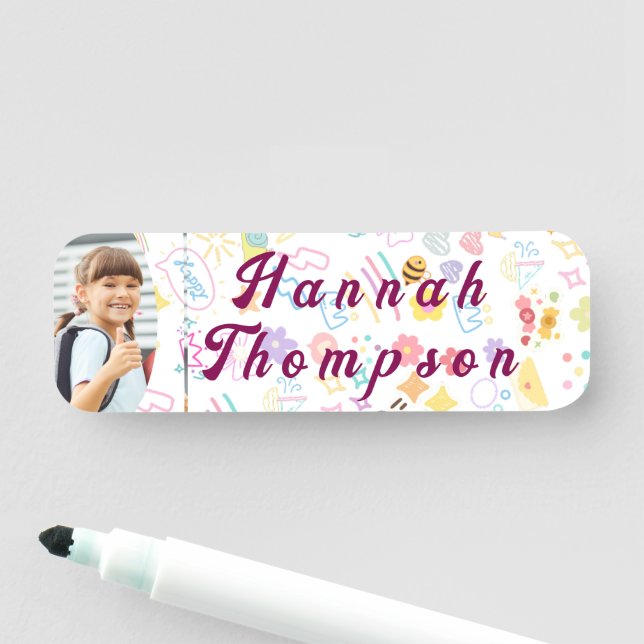 Custom Kid’s Name Colourful Tag with Photo  (In Situ)