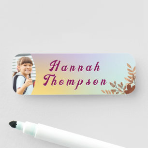 Custom Kid’s Name Tag with Photo Colorful Gradient