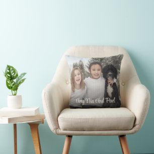 Custom Kids And Dog Photo Keepsake  Cushion