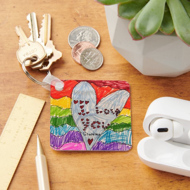 Custom Kids' Art and Photo Keepsake Gift Key Ring (Desk)