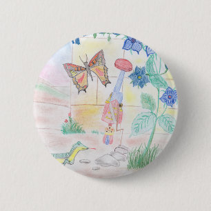 Custom Kids Artwork, Nutcracker toy, butterfly,  6 Cm Round Badge