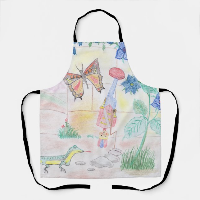 Custom Kids Artwork, Nutcracker toy, butterfly,  Apron (Front)
