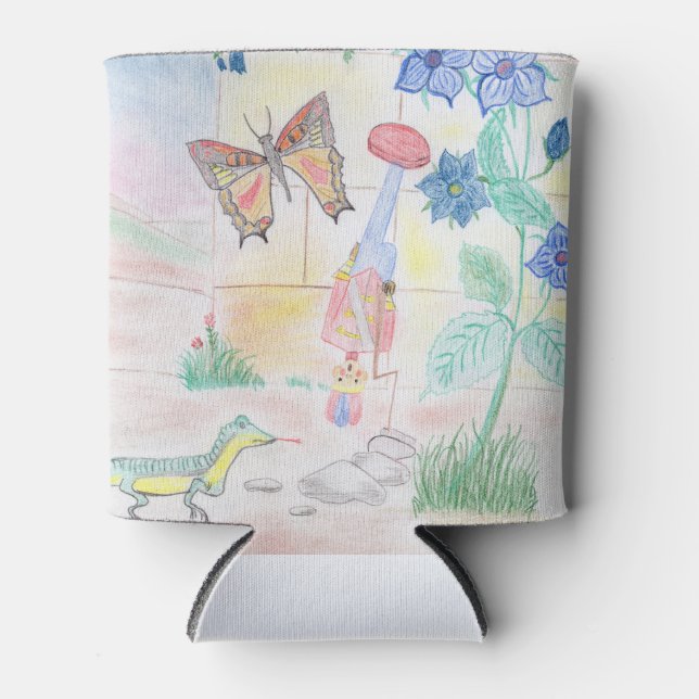 Custom Kids Artwork, Nutcracker toy, butterfly,  Can Cooler (Front)