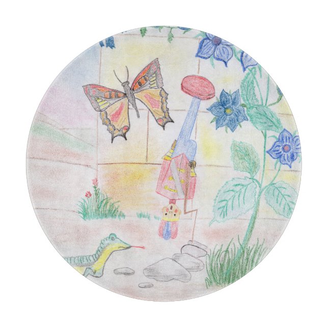 Custom Kids Artwork, Nutcracker toy, butterfly,  Cutting Board (Front)