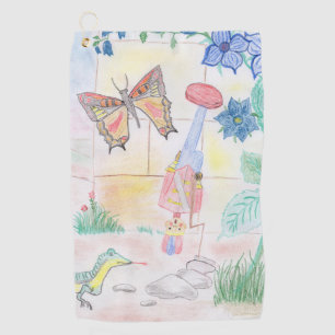 Custom Kids Artwork, Nutcracker toy, butterfly,  Golf Towel
