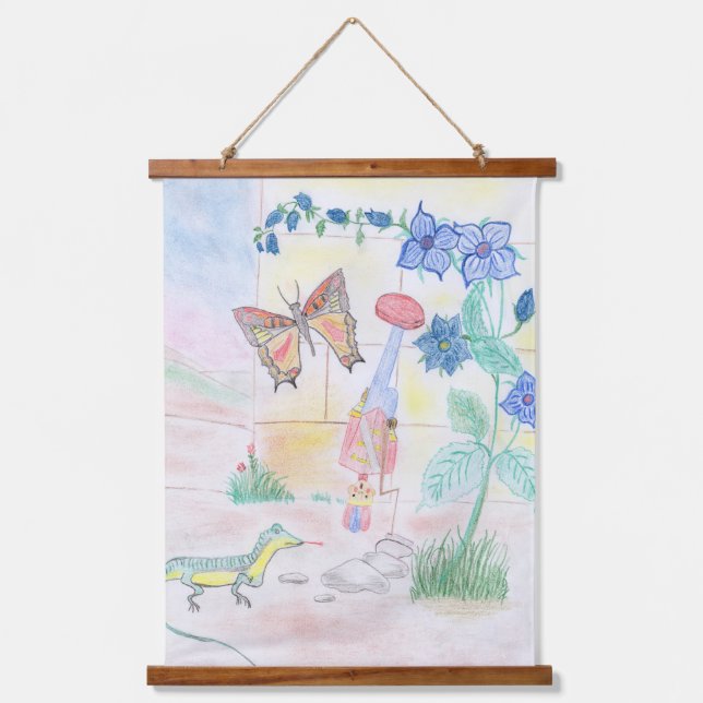 Custom Kids Artwork, Nutcracker toy, butterfly,  Hanging Tapestry (Front)
