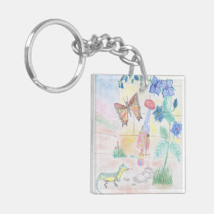Custom Kids Artwork, Nutcracker toy, butterfly,  Key Ring