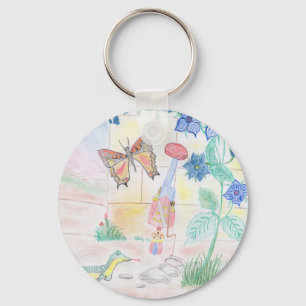 Custom Kids Artwork, Nutcracker toy, butterfly,  Key Ring