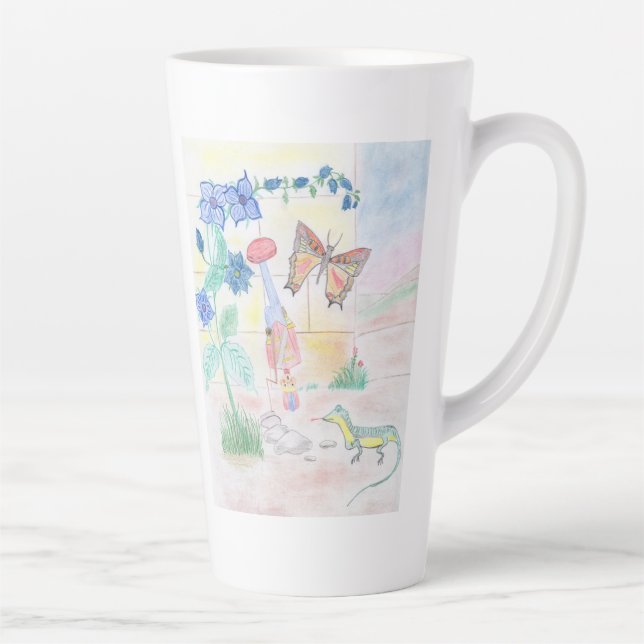 Custom Kids Artwork, Nutcracker toy, butterfly,  Latte Mug (Right)