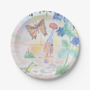 Custom Kids Artwork, Nutcracker toy, butterfly,  Paper Plate