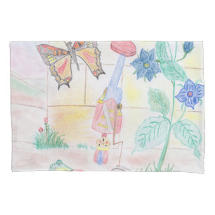 Custom Kids Artwork, Nutcracker toy, butterfly,  Pillowcase