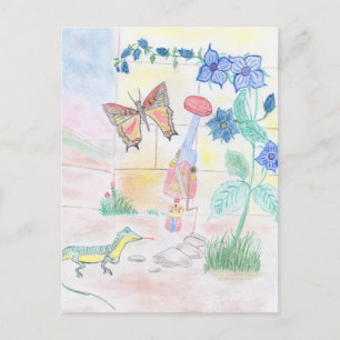 Custom Kids Artwork, Nutcracker toy, butterfly,  Postcard
