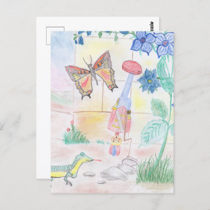 Custom Kids Artwork, Nutcracker toy, butterfly,  Postcard