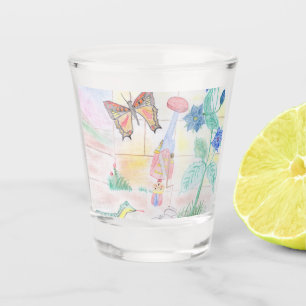 Custom Kids Artwork, Nutcracker toy, butterfly,  Shot Glass