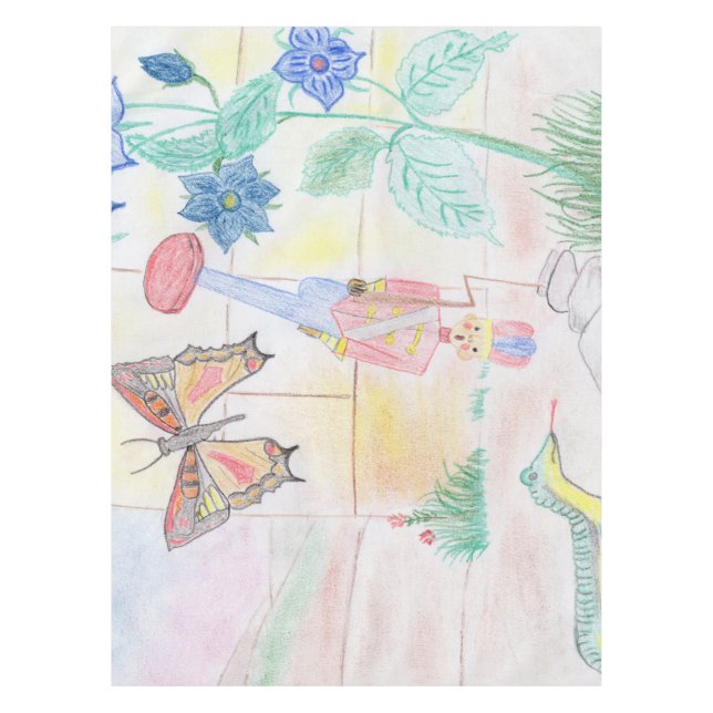 Custom Kids Artwork, Nutcracker toy, butterfly,  Tablecloth (Front)