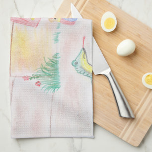 Custom Kids Artwork, Nutcracker toy, butterfly, Tea Towel