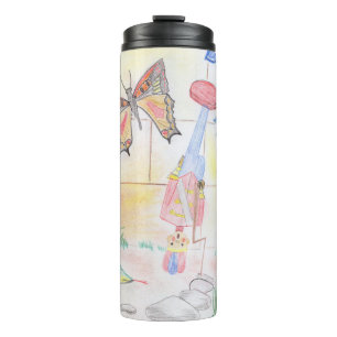 Custom Kids Artwork, Nutcracker toy, butterfly,  Thermal Tumbler