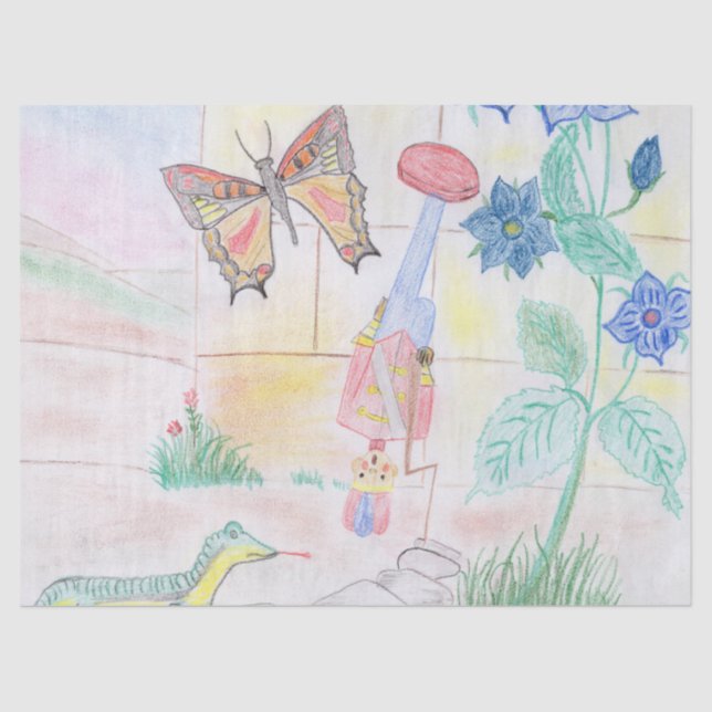 Custom Kids Artwork, Nutcracker toy, butterfly,  Tissue Paper (Front)