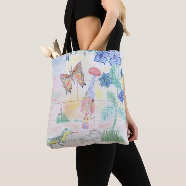 Custom Kids Artwork, Nutcracker toy, butterfly,  Tote Bag (Close Up)