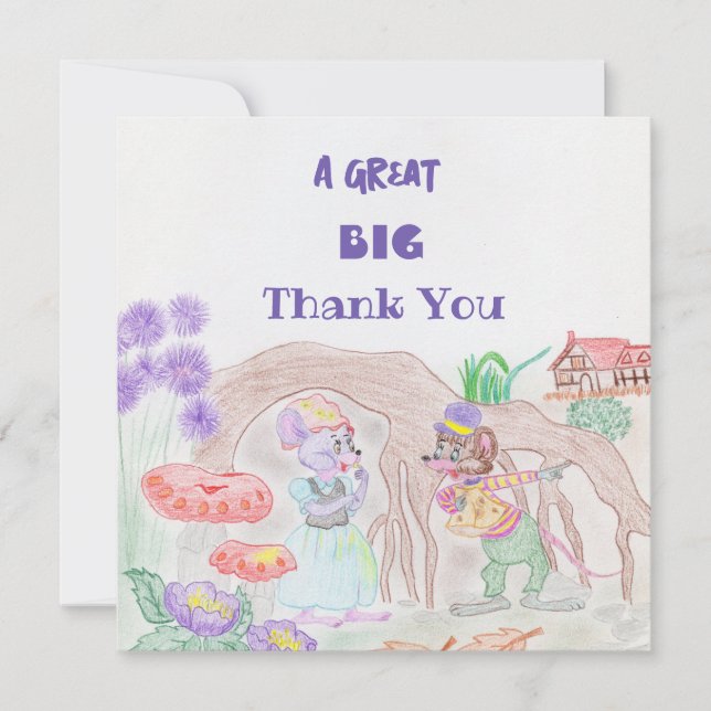 Custom Kids Artwork, two cute mouse, flowers... (Front)