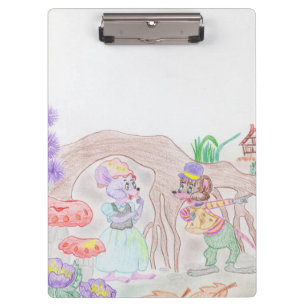 Custom Kids Artwork, two cute mouse, flowers.... Clipboard