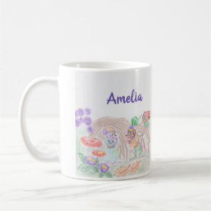 Custom Kids Artwork, two cute mouse, flowers.... Coffee Mug