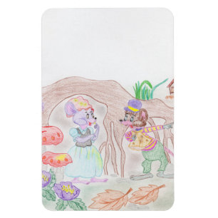 Custom Kids Artwork, two cute mouse, flowers.... Magnet