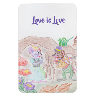 Custom Kids Artwork, two cute mouse, flowers.... Magnet