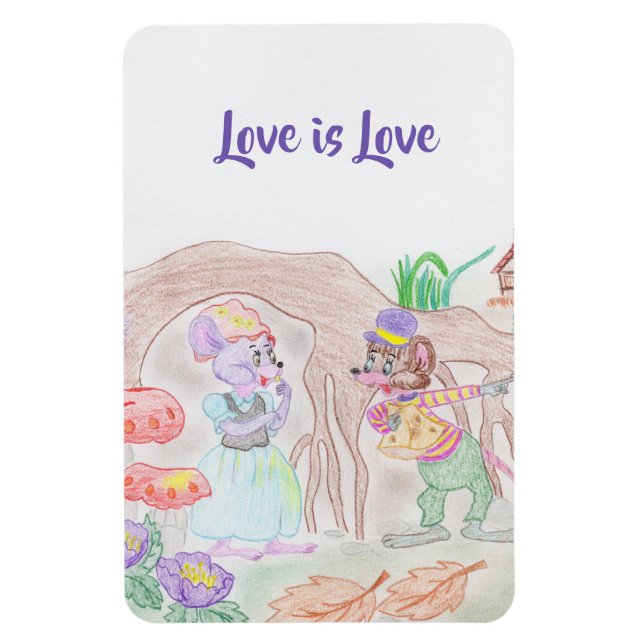 Custom Kids Artwork, two cute mouse, flowers.... Magnet (Vertical)