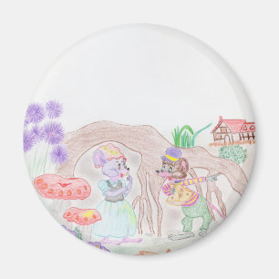 Custom Kids Artwork, two cute mouse, flowers.... Magnet