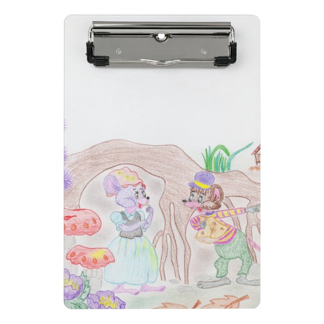 Custom Kids Artwork, two cute mouse, flowers.... Mini Clipboard (Front)