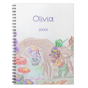 Custom Kids Artwork, two cute mouse, flowers.... Notebook