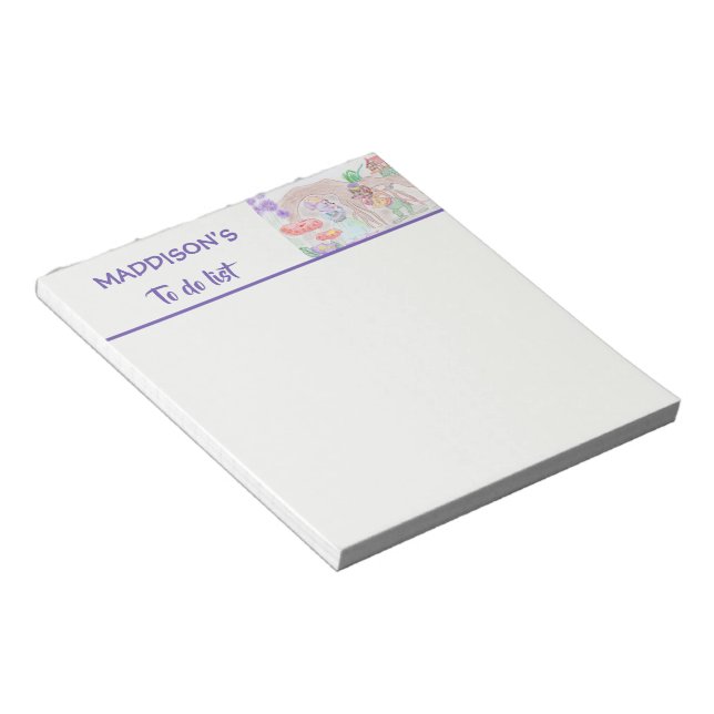 Custom Kids Artwork, two cute mouse, flowers.... Notepad (Angled)
