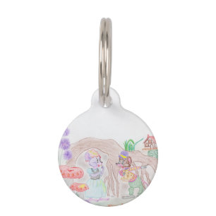 Custom Kids Artwork, two cute mouse, flowers.... Pet Tag