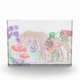 Custom Kids Artwork, two cute mouse, flowers.... Photo Block
