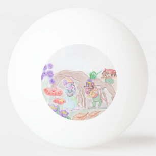 Custom Kids Artwork, two cute mouse, flowers.... Ping Pong Ball