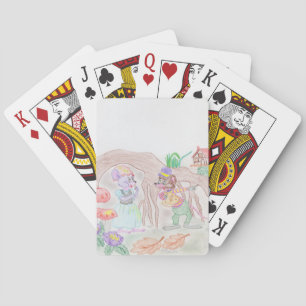 Custom Kids Artwork, two cute mouse, flowers.... Playing Cards