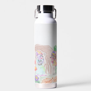 Custom Kids Artwork, two cute mouse, flowers.... Water Bottle