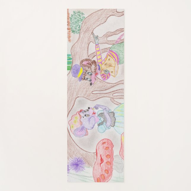 Custom Kids Artwork, two cute mouse, flowers.... Yoga Mat (Front)